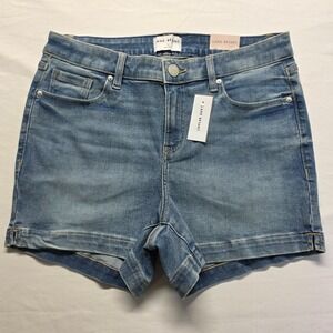 Lane Bryant Denim Midi Shorts Womens 14 Signature Fit Mid Rise Flex Waistband